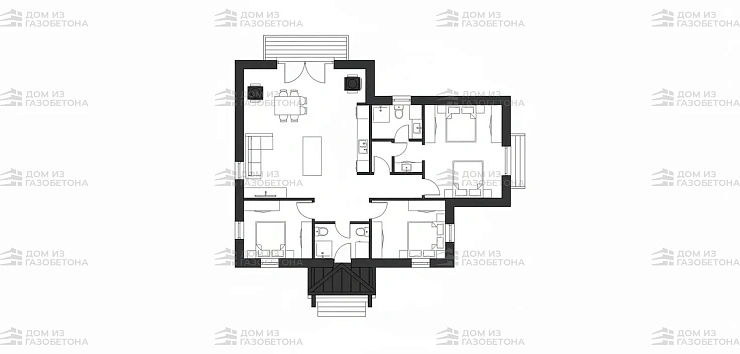 Проект Одноэтажный дом 8 на 8, 54 м2
